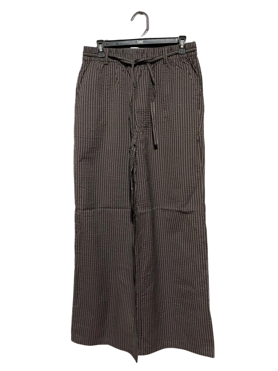 LILY LOVES |L| WAIST 30| B30| STYLISH BROWN STRIPED WIDE LEG TROUSERS FOR WOMEN