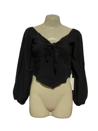 MINX & MOSS |S| BUST 15| B30| CHIC BLACK PUFF SLEEVE CROP TOP FOR WOMEN