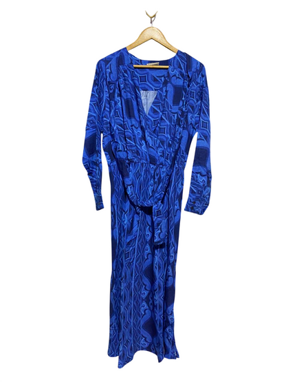 NATASHA GAN |L| BUST 19| B30| ROYAL BLUE ABSTRACT PRINT MAXI DRESS FOR WOMEN