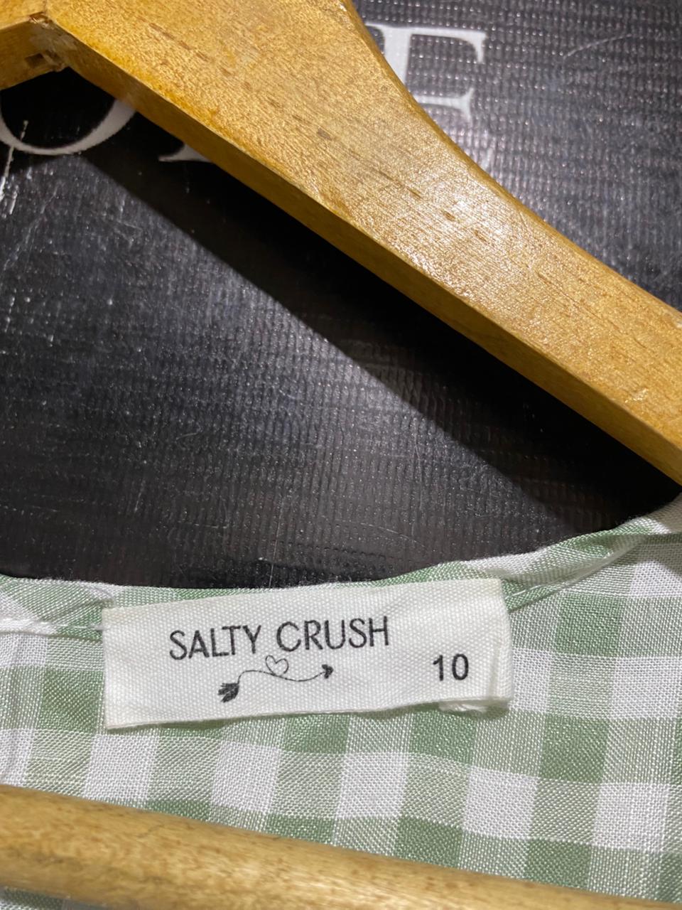 SALTY CRUSH |M| BUST 15| B30| SAGE GREEN GINGHAM SMOCKED MAXI DRESS