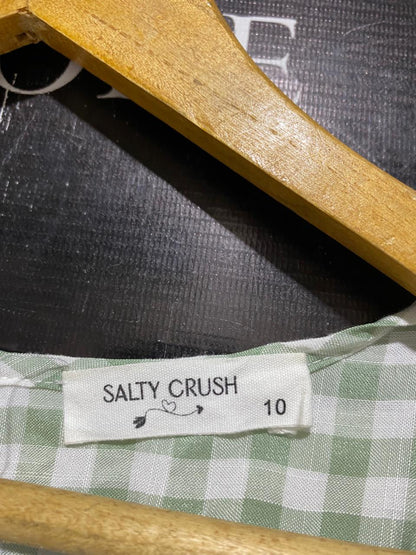 SALTY CRUSH |M| BUST 15| B30| SAGE GREEN GINGHAM SMOCKED MAXI DRESS