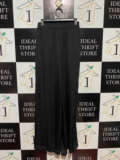 SAINTS & SECRETS |M| WAIST 27| B3O| ELEGANT BLACK SATIN WIDE LEG PALAZZO PANTS FOR WOMEN