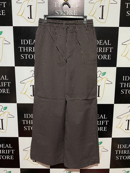 LILY LOVES |L| WAIST 30| B30| STYLISH BROWN STRIPED WIDE LEG TROUSERS FOR WOMEN