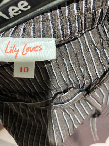 LILY LOVES |L| WAIST 30| B30| STYLISH BROWN STRIPED WIDE LEG TROUSERS FOR WOMEN