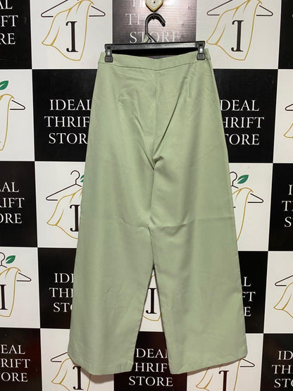 EXECUTIVE |S| WAIST 26| B30| PREMIUM HIGH-WAISTED WIDE-LEG TROUSERS IN SAGE GREEN