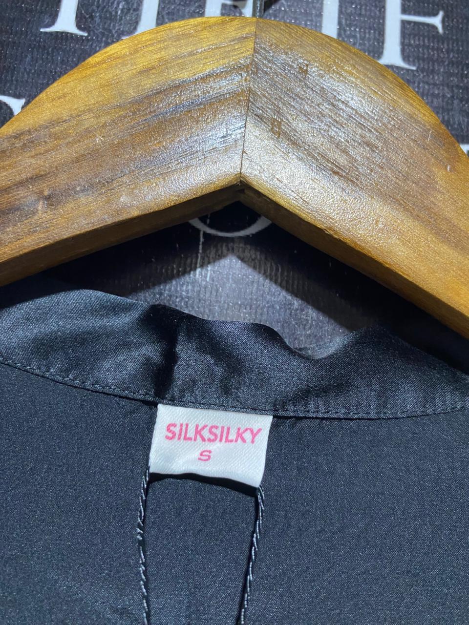 SILKSILKY |S| B30| PREMIUM LUXURY JET BLACK SATIN LOUNGEWEAR CO-ORD SET