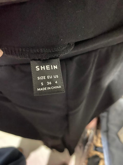 SHEIN |S| WAIST 26| B30| JET BLACK SPORTY ACTIVEWEAR SLIT HEM TROUSERS FOR WOMEN
