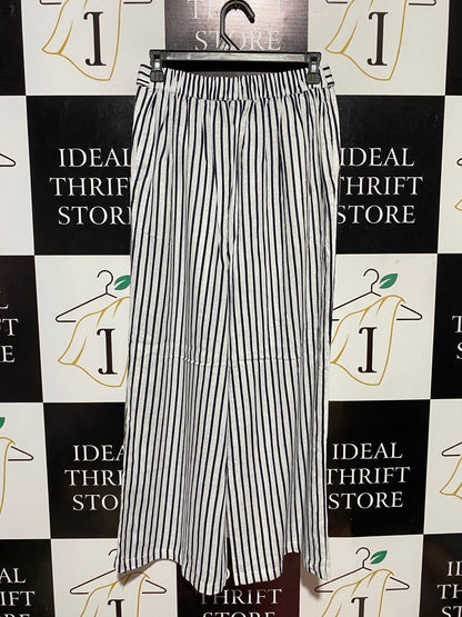 WOMAN ACTIVE |M| WAIST 28| B30| PREMIUM HIGH-WAISTED STRIPED LINEN PALAZZO PANTS