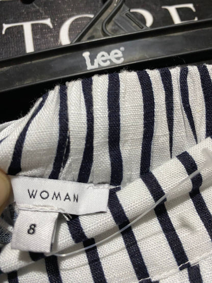 WOMAN ACTIVE |M| WAIST 28| B30| PREMIUM HIGH-WAISTED STRIPED LINEN PALAZZO PANTS