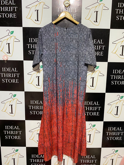 |XL| BUST 21| B30| LADIES PRINTED MAXI DRESS WITH OMBRE EFFECT
