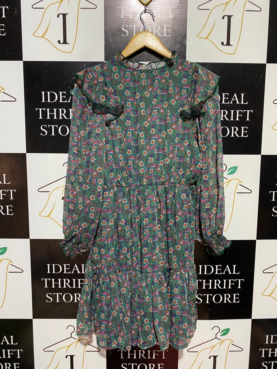 VALLEY GIRL |M| BUST 17| B30| FLORAL RUFFLE LONG SLEEVE CASUAL DRESS