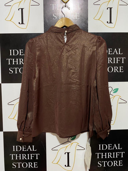 SIYAMI |M| BUST 19| B30| SHIMMER BOW NECK LONG SLEEVE PARTY BLOUSE
