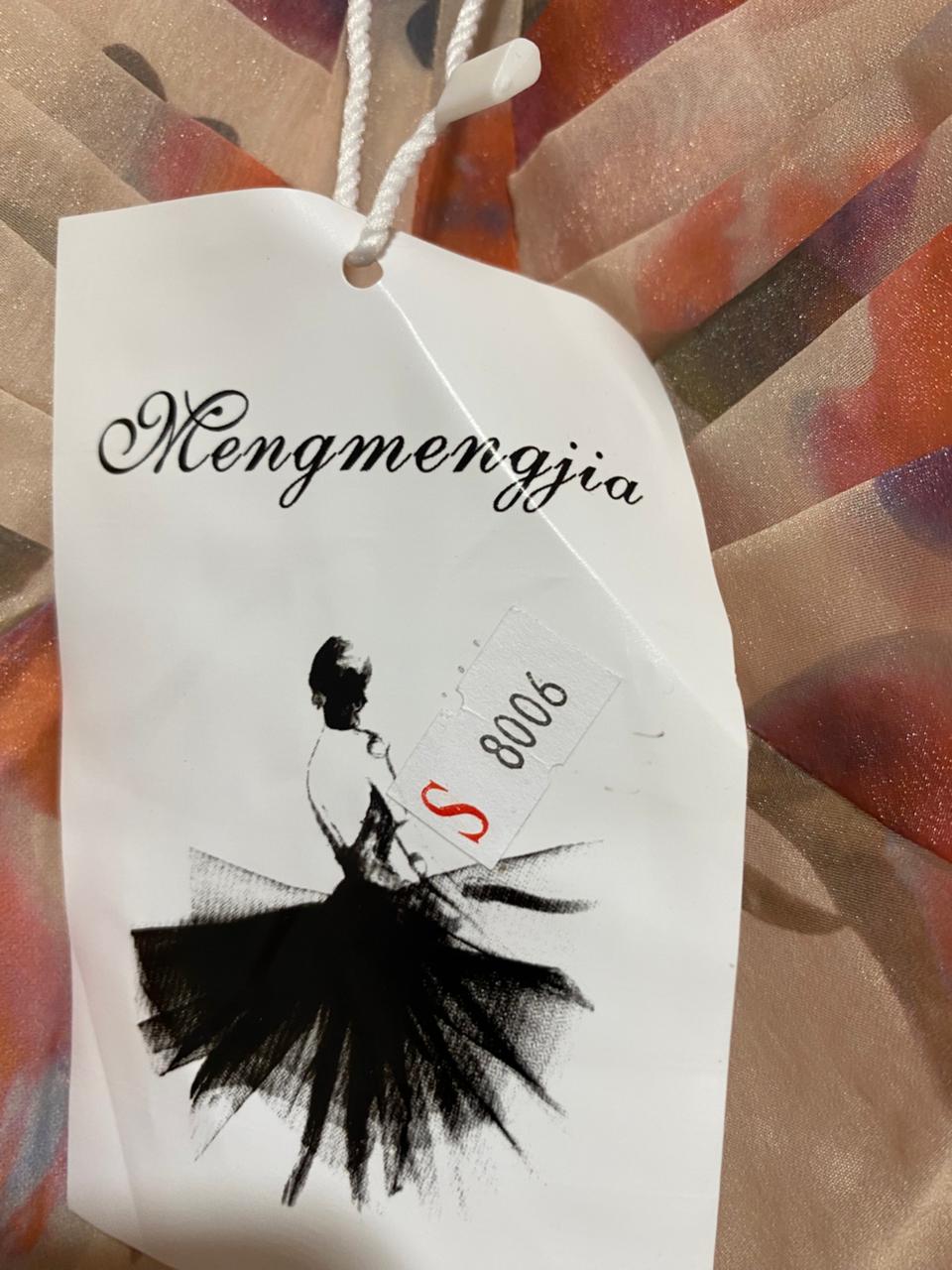 MENGMENGJIA |S| BUST 14| B30| WOMEN'S FLORAL PRINT SWEETHEART NECK MIDI DRESS WITH PUFF SLEEVES