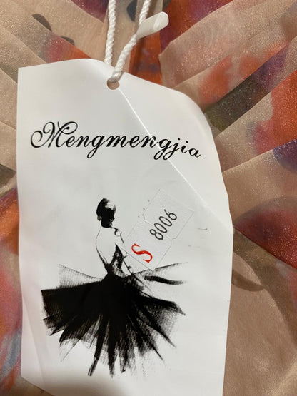 MENGMENGJIA |S| BUST 14| B30| WOMEN'S FLORAL PRINT SWEETHEART NECK MIDI DRESS WITH PUFF SLEEVES