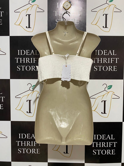 MOOLOOLA |M| BUST | B30| WOMEN'S WHITE RUFFLED FRONT-TIE CAMI CROP TOP