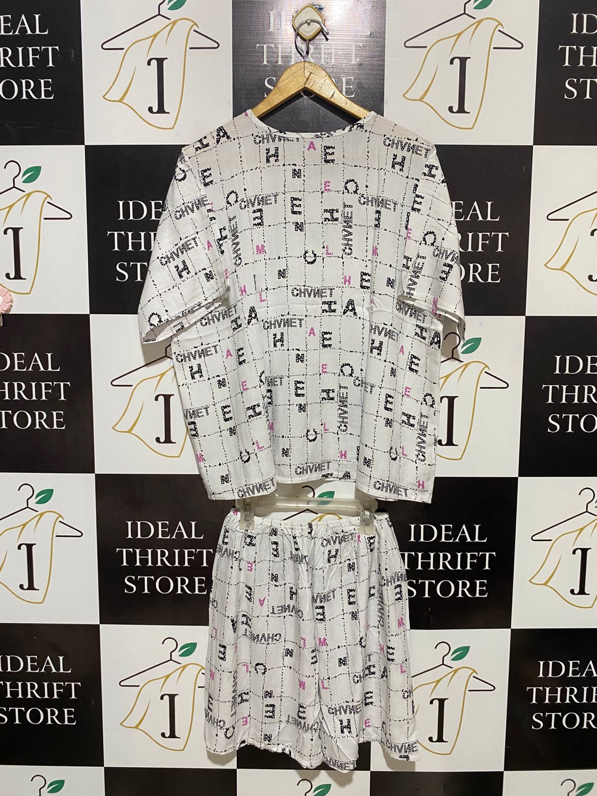 |XS| B30| MONOGRAM PRINT TWO-PIECE LOUNGEWEAR NIGHTWEAR SET