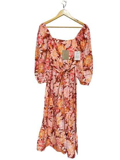 THE FATED |XS| BUST 12| B30| PINK FLORAL LACE RECTANGLE PATTERN MINI DRESS