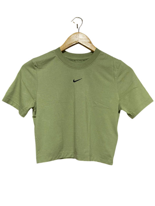 NIKE |S| BUST 16| B30| OLIVE GREEN CENTER SWOOSH CROP T-SHIRT