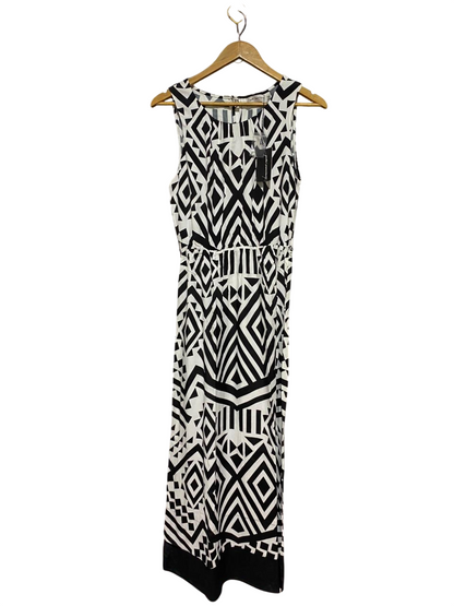 PETER MOWISSEY |M| BUST 16| B30| BLACK AND WHITE GEOMETRIC PRINT MAXI DRESS