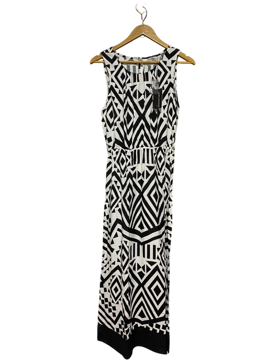 PETER MOWISSEY |M| BUST 16| B30| BLACK AND WHITE GEOMETRIC PRINT MAXI DRESS