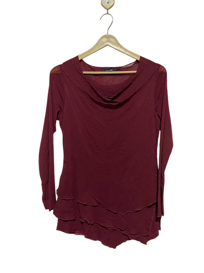 FLOWER |M| BUST 16| B30| MAROON COWL NECK TIERED MESH TOP