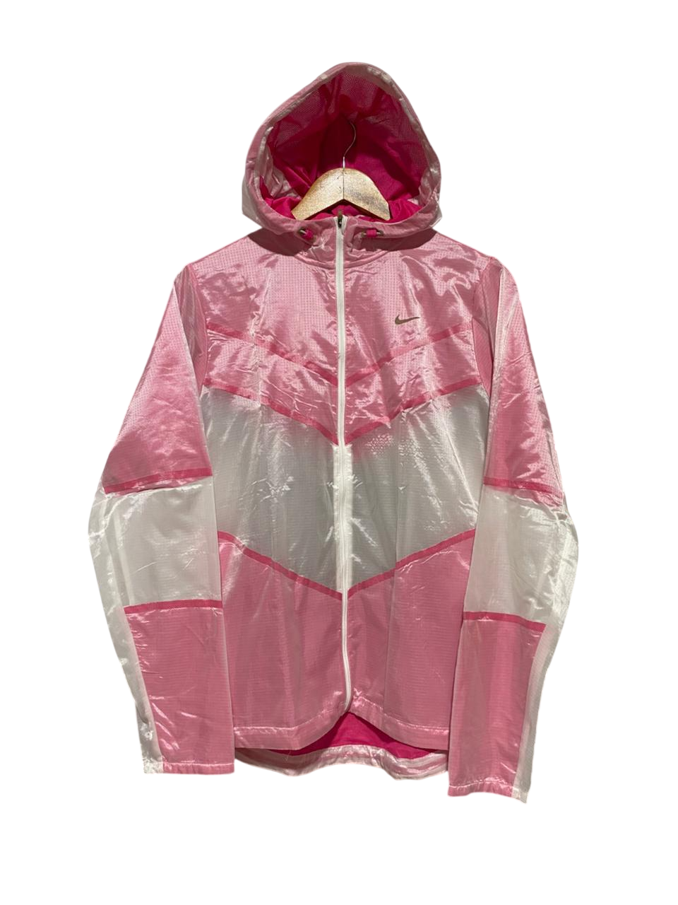 NIKE |L| BUST 21| B30| PINK AND WHITE WINDRUNNER HOODED JACKET