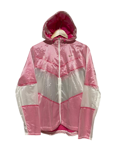 NIKE |L| BUST 21| B30| PINK AND WHITE WINDRUNNER HOODED JACKET