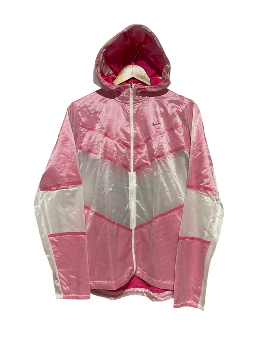 NIKE |L| BUST 21| B30| PINK AND WHITE WINDRUNNER HOODED JACKET