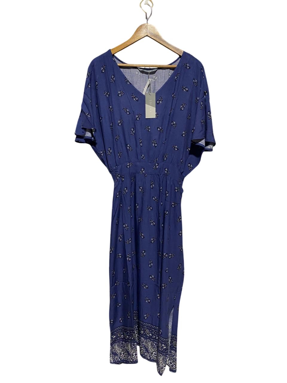 KATIES |L| BUST FREE| B30| BLUE FLORAL BOHO MAXI DRESS