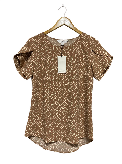 PREVIEW |S| BUST 17| B30| BROWN POLKA DOT SHORT SLEEVE BLOUSE