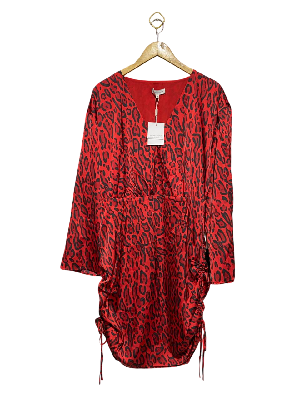 WAYNE COOPER |XL| BUST 22| B30| RED LEOPARD PRINT RUCHED MINI DRESS