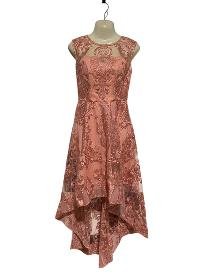 PILGRIM |S| BUST 17| B31| DUSTY ROSE LACE EMBROIDERED HIGH-LOW PARTY DRESS