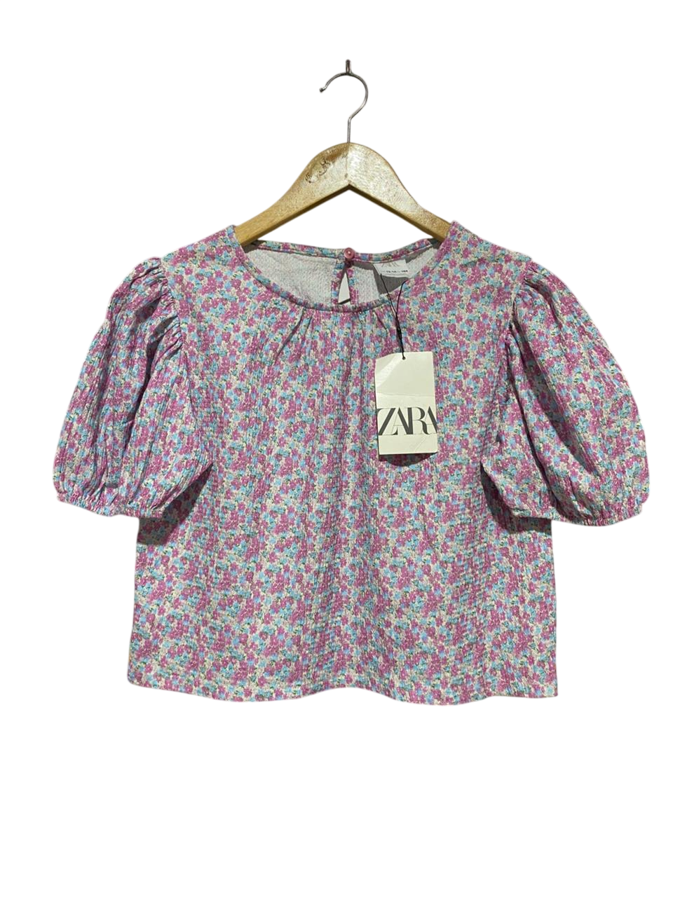 ZARA |S| BUST 17| B31| FLORAL PRINT PUFF SLEEVE CROP TOP
