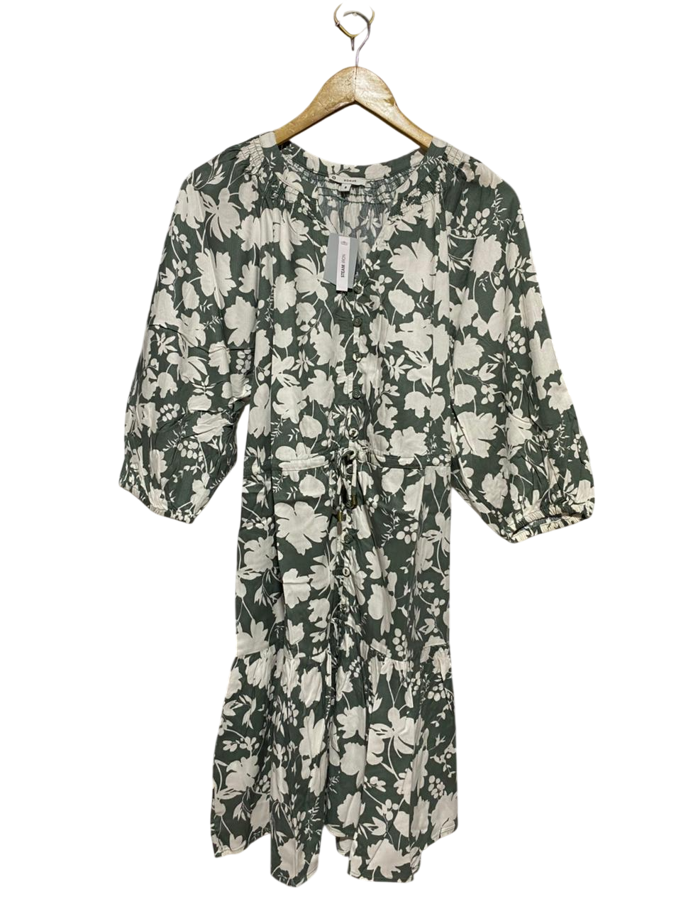 WOMAN ACTIVE |S| BUST 16| B31| SAGE GREEN & WHITE FLORAL MIDI DRESS