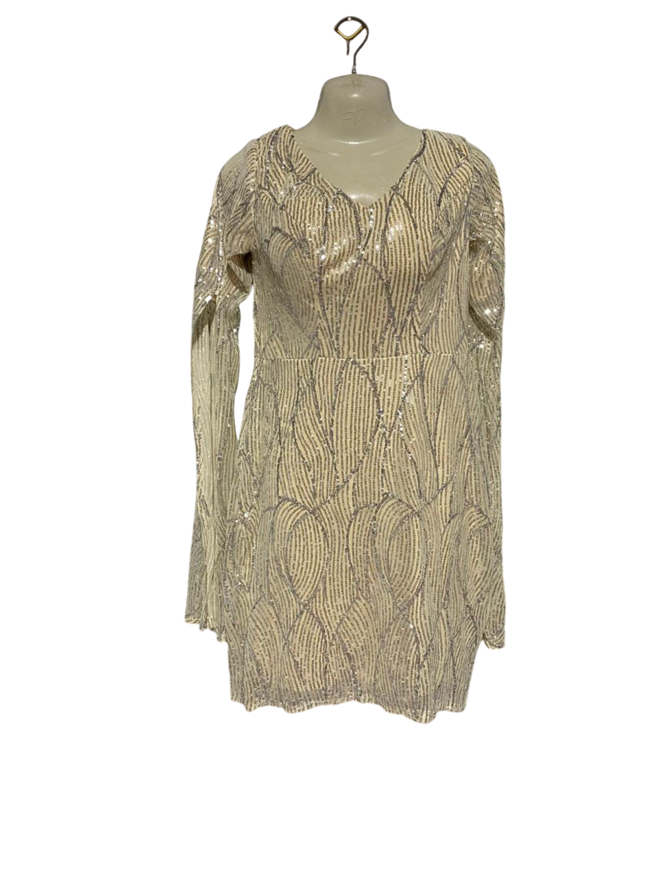 CHIC WISH |M| BUST 17| B31| CHAMPAGNE GOLD SEQUIN MINI DRESS
