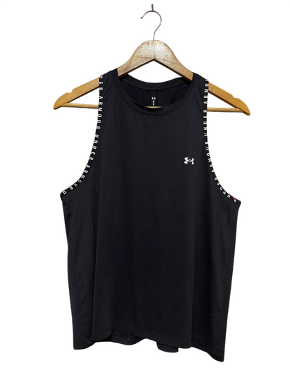 UNDER ARMOUR |L| BUST 18| B31| BLACK HIGH-NECK TANK TOP / ATHLETIC PERFORMANCE ACTIVEWEAR LOGO SHIRT