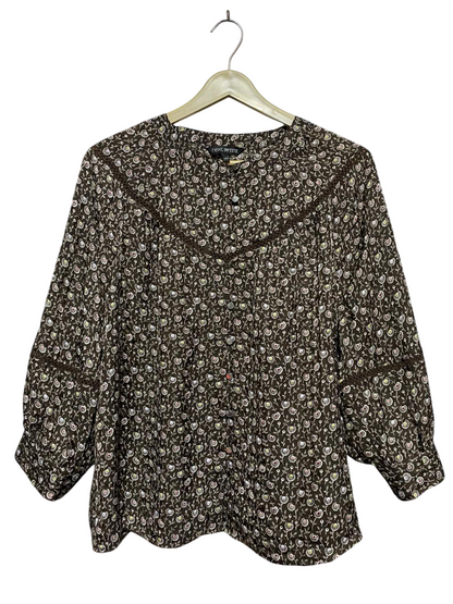 NEXT |XL| BUST 21| B31| BROWN DITSY FLORAL BUTTON-DOWN BLOUSE