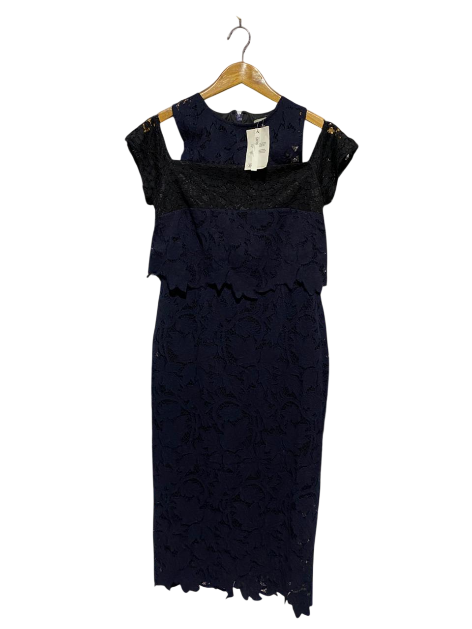 ASOS |M| BUST 17| B31| NAVY & BLACK COLD-SHOULDER LACE MIDI DRESS