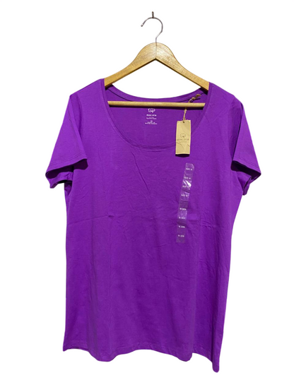 ORGANIC COTTON |L| BUST 20| B31| PURPLE SCOOP NECK T-SHIRT