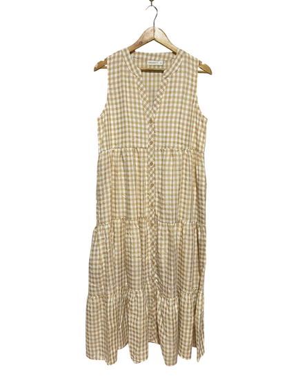 GRACE & CO |M| BUST 19| B31| GINGHAM CHECKERED TIERED SLEEVELESS MAXI DRESS