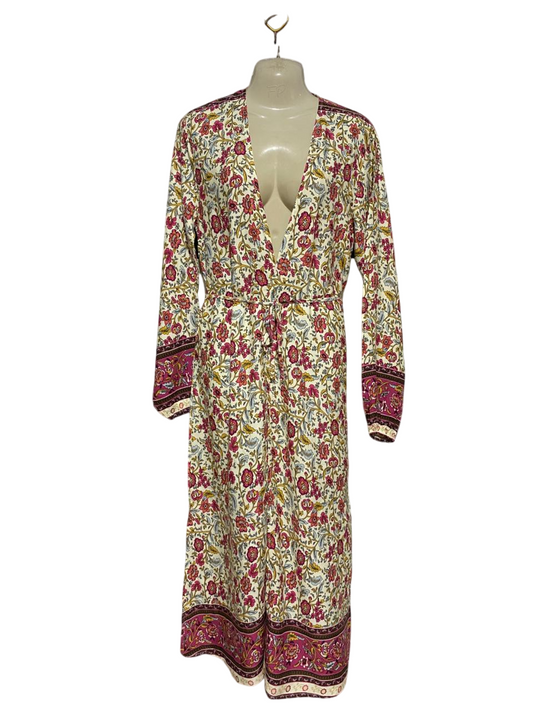 CORRAIHE |L| BUST 20| B31| FLORAL PRINT LONG CARDIGAN MAXI DRESS MULTICOLOR