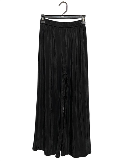 SNP |XS| WAIST 24| B31| HIGH-WAISTED MICRO-PLEATED WIDE-LEG PANTS BLACK