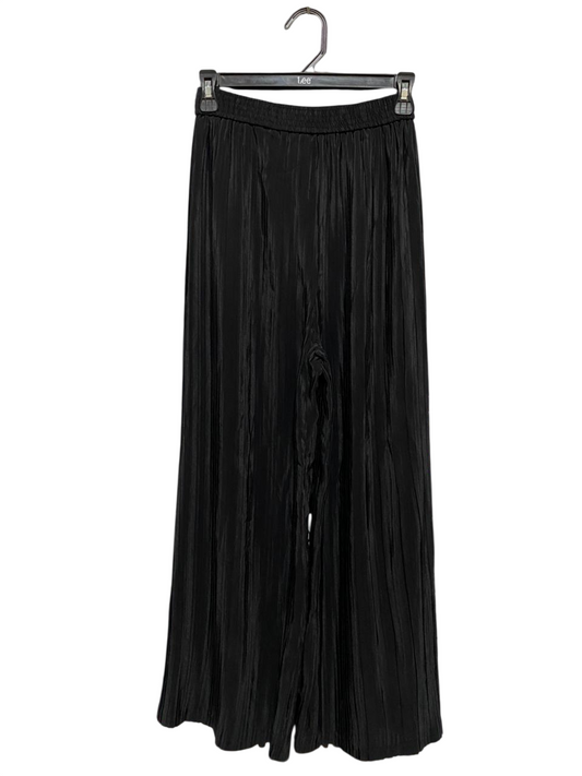 SNP |XS| WAIST 24| B31| HIGH-WAISTED MICRO-PLEATED WIDE-LEG PANTS BLACK