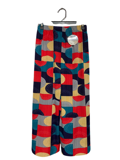 HUAERFEI |S| WAIST 26| B31| GEOMETRIC PRINT PLEATED WIDE-LEG PANTS MULTICOLOR