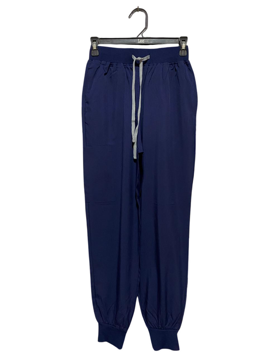 |XS| WAIST 24| B31| HIGH-WAISTED DRAWSTRING JOGGERS NAVY BLUE
