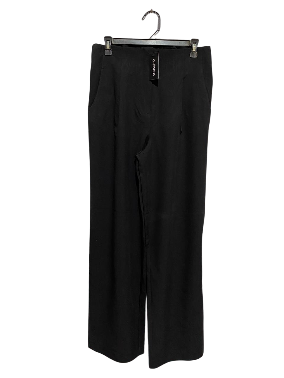 GLASSONS |L| WAIST 30| B31| WOMEN'S CLASSIC BLACK WIDE-LEG TAILORED TROUSERS