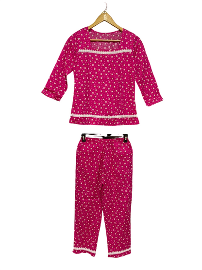 |XS| B31| WOMEN'S VINTAGE STYLE MAGENTA PINK FLORAL PYJAMA SET