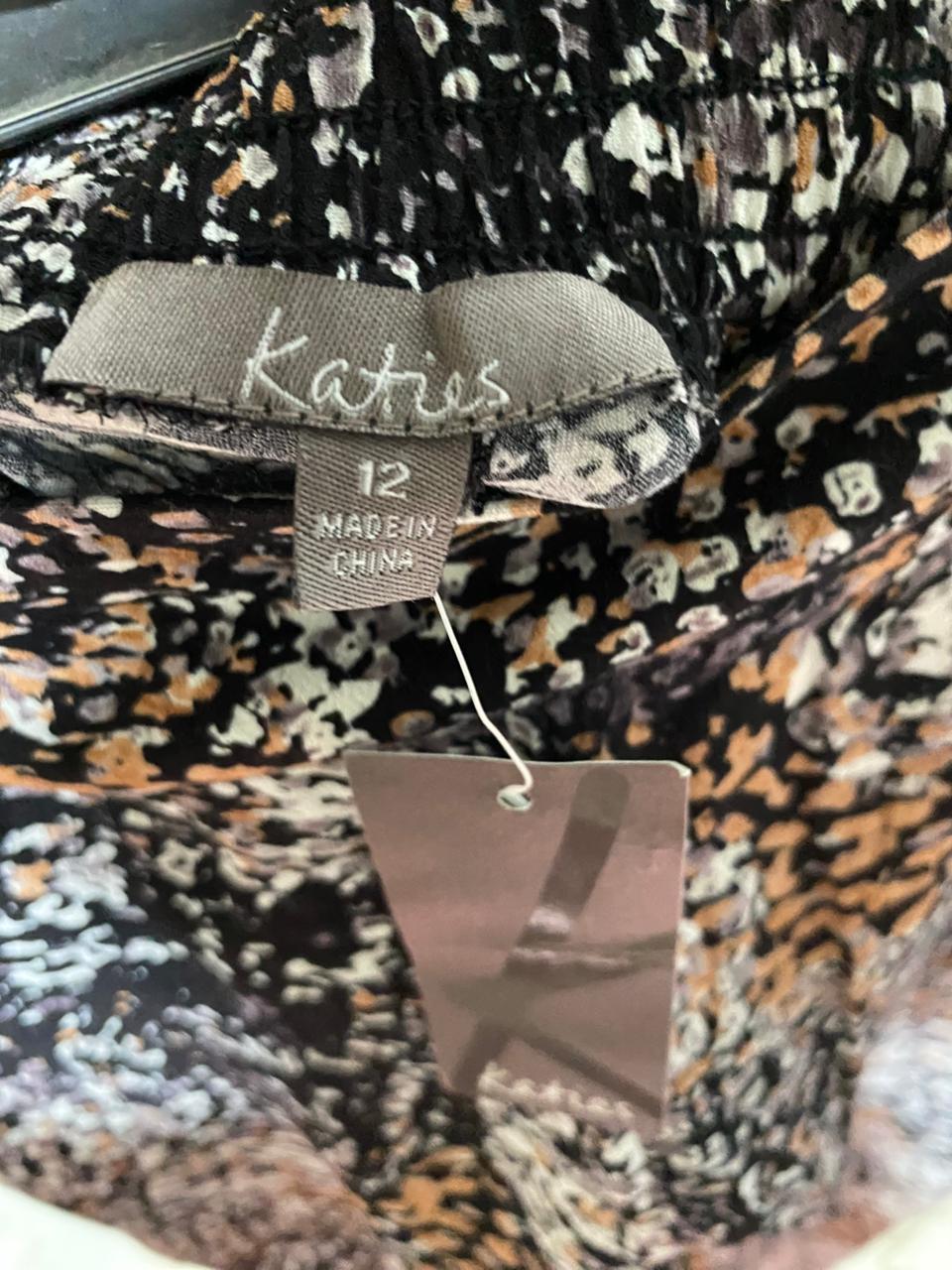 KATIES |XL| WAIST 32| B31| WOMEN'S KATIES ABSTRACT ANIMAL PRINT CROPPED TROUSERS