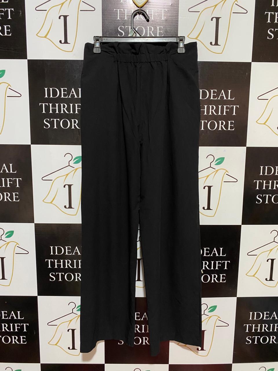 GLASSONS |L| WAIST 30| B31| WOMEN'S CLASSIC BLACK WIDE-LEG TAILORED TROUSERS