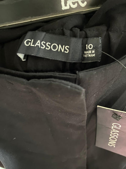 GLASSONS |L| WAIST 30| B31| WOMEN'S CLASSIC BLACK WIDE-LEG TAILORED TROUSERS